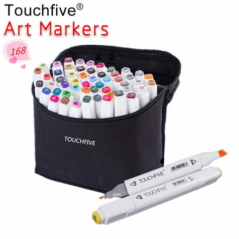 TOUCHFIVE opcional color que hace juego arte marcadores Punta de cepillo pluma Sketch marcador basado en Alcohol doble cabeza Manga bolígrafos de dibujo suministros de arte ► Foto 1/5