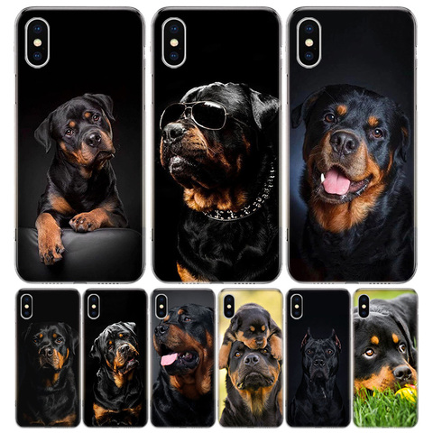 Funda de teléfono con diseño de perro Rottweiler, carcasa bonita de TPU para Iphone 11 12 Mini Pro 7 6X8 6S Plus XS MAX + XR 5S SE 10 9 Art ► Foto 1/6