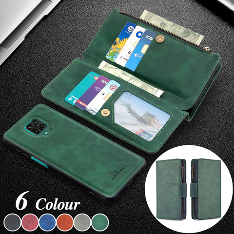 Funda de cuero con cremallera para XiaoMi RedMi Note 9 Pro Max 9S RedMi 8 7 K20 Pro 8A 7A, funda magnética para tarjetas, Etui ► Foto 1/6