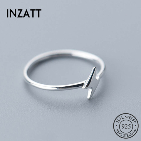 INZATT-Anillo de plata de primera ley diseño rayo para mujer, sortija, plata esterlina 925%, estilo minimalista, clásico bonito, geométrico, fiesta de cumpleaños ► Foto 1/5