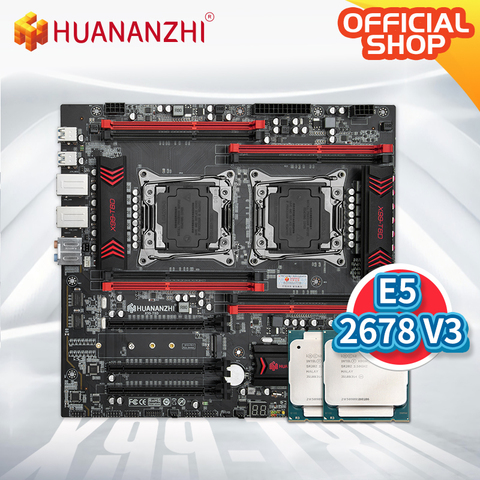 HUANANZHI X99 T8D X99 Placa base con Intel XEON E5 2678 V3 * 2 combo kit LGA 2011-3 E5 V3 DDR3 RECC 256GB SATA3 E-ATX servidor ► Foto 1/1