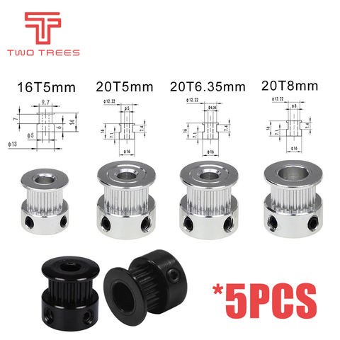 1 Uds 3D piezas de la impresora 20 dientes GT2 polea diámetro 5mm 6,35mm 8mm de ancho 6mm GT2 correa síncrona de 2GT cinturón 20 dientes polea ► Foto 1/5