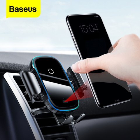 Baseus cargador de soporte de teléfono para coche para iPhone 11 Pro Max Samsung carga rápida inalámbrica inteligente 15W Qi cargador de coche inalámbrico ► Foto 1/6