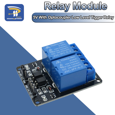 Módulo de canal de relé de bajo nivel para Arduino, módulo de relé de 2 vías de 5V y 2 canales con expansión de optoacoplador ► Foto 1/6