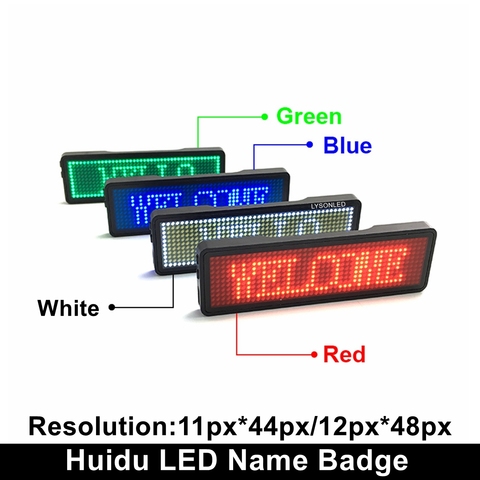 Insignia con nombre Led recargable de 44x11 puntos, Color único, para mensajes, Envío Gratis, rojo, azul, verde y blanco ► Foto 1/6