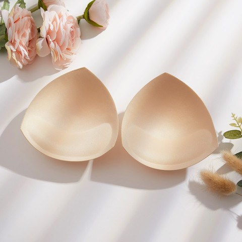 Traje de baño de esponja triangular para mujer, Sujetador con relleno de espuma, realce de pecho, algodón, 1 par ► Foto 1/6