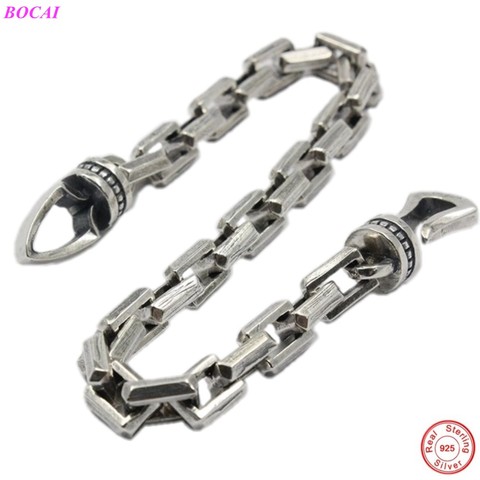 BOCAI-pulsera de plata de ley 2022 con gyro punk para hombre, brazalete de moda tailandesa, hecho a mano, 925 ► Foto 1/6