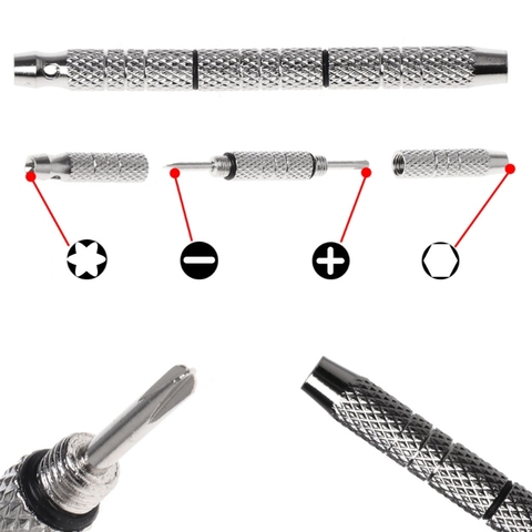 Destornillador 4 en 1, herramientas de reparación de gafas de reloj, Mini Kits portátiles de acero al aluminio ► Foto 1/6