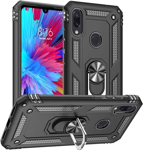 Funda para Xiaomi Redmi Note 7, carcasa resistente militar a prueba de golpes, soporte para coche, funda de anillo magnético para Redmi Note 7 pro ► Foto 1/6