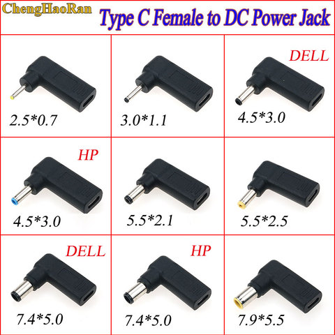 Adaptador USB tipo C para ordenador portátil Lenovo HP DELL adaptador de carga de energía CC macho de 3,1x5,5, 2,5x2,1, 4,5x3,0, 3,0x1,1, 7,4x5,0, 7,9x5,5mm ► Foto 1/2