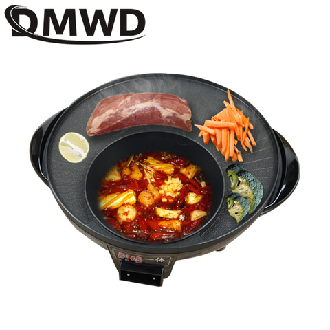 DMWD-parrilla eléctrica multifuncional para barbacoa, plancha antiadherente, sartén para barbacoa, sartén para cena y fiesta, tostador de Fondue de hierro ► Foto 1/3