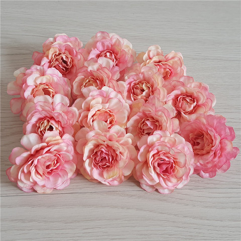 Cabeza de flor de peonía Rosa artificial para decoración de pared de flores, caja de regalo para álbum de recortes, boda, fiesta en casa, 10 Uds., 5cm ► Foto 1/6