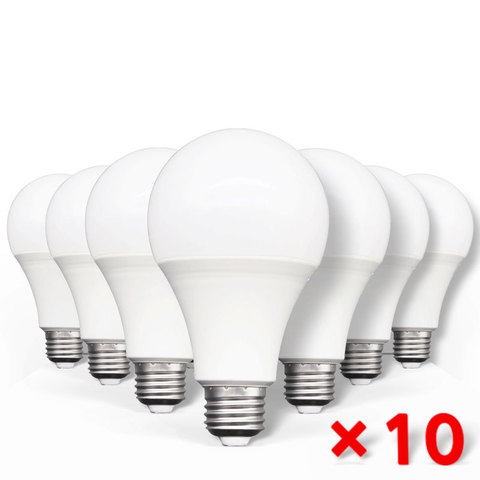 Bombilla de luz bombillas LED para lámpara E27 AC220V, 240V, potencia Real, 20W, 18W, 15W, 12W, 9W, 5W, 3W, Bombilla LED para sala de estar, 10 Uds. ► Foto 1/6