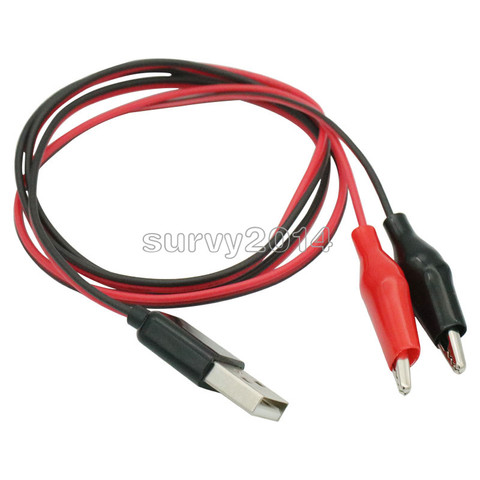 Pinzas de prueba de cocodrilo a conector macho USB, cable adaptador de fuente de alimentación, 60cm ► Foto 1/4