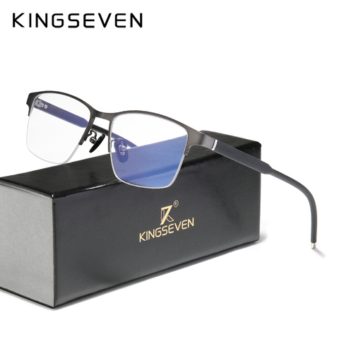 KINGSEVEN-gafas ópticas de titanio puro para hombre, montura cuadrada para miopía, graduadas, de Metal, 2022 ► Foto 1/6