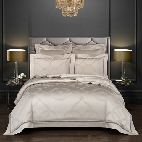 Juego de fundas de edredón de Jacquard de algodón egipcio, ropa de cama de lujo Extra King US Queen King, 4/6 Uds. ► Foto 1/6