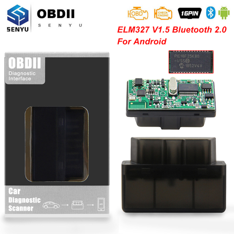 ELM 327 V1.5 PIC18F25K80 OBD2 Bluetooth escáner de ELM327 V1.5 OBD 2 OBD2 de diagnóstico del coche Auto herramienta de 1,5 para Android lector de código ► Foto 1/6