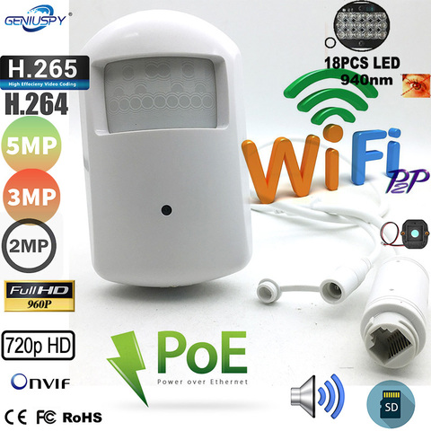 Camhi-Mini cámara IP para interiores, carcasa con Wifi POE, 5MP, 960P, 1080P, IMX335, Pir, Onvif, tarjeta TF de seguridad Invisible, 940nm, IR, micrófono incorporado ► Foto 1/6