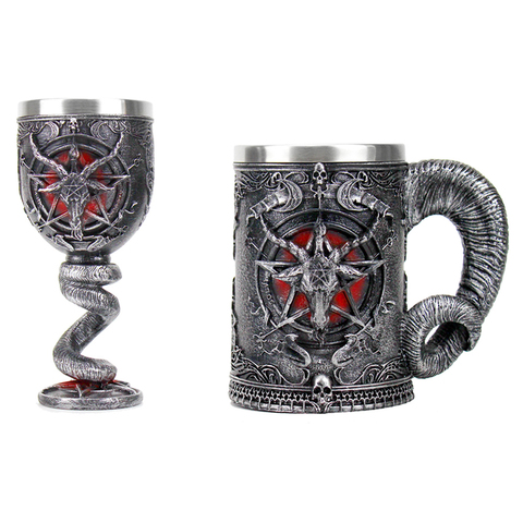 Pentagrama Baphomet cuerno Vaso de vidrio de vino gótico Wicca pagano místico jarra café tazas de cerveza 600ml 200ml místico Wicca regalo de seguidor ► Foto 1/6