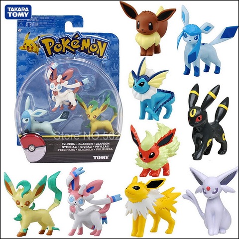 Takara Tomy Vaporeon Jolteon Flareon Espeon Umbreon Pikachu Glaceon Eeveelution Anime Pokemones figura muñecas juguetes regalos para los niños ► Foto 1/6