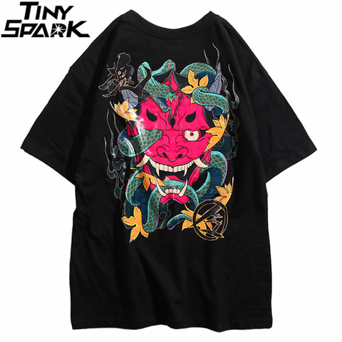 2022 camiseta de Hip Hop para hombres camiseta de fantasma serpiente Harajuku Streetwear Camiseta de algodón de manga corta verano Tops Tee HipHop reverso impreso ► Foto 1/6