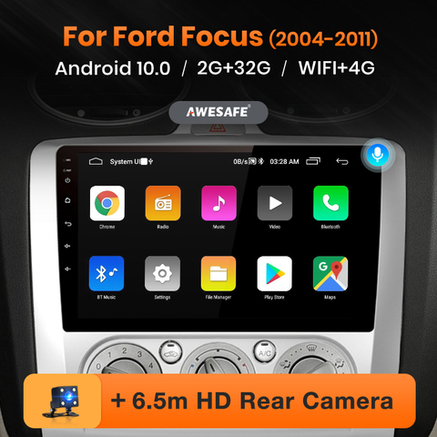 AWESAFE-reproductor Multimedia con Android 10 y navegación GPS para Ford, autorradio 1 din con reproductor de vídeo, DVD, para Ford Focus 2 3 Mk2 / Mk3 hatchback ► Foto 1/6