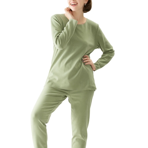 Mferlier-Conjunto de pijamas de lana fina para mujer, ropa interior elástica sin costuras, Tops y pantalones cálidos, talla grande 5XL, 6XL, 7XL, 8XL, Verde ► Foto 1/6