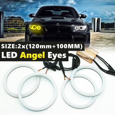 Juego de anillos de Halo de algodón para coche, luz LED de Ojos de ángel para BMW E90, E91, E92, E93, M3, E81, E82, E87, E88, 1 Juego (100 + 120)MM ► Foto 1/6