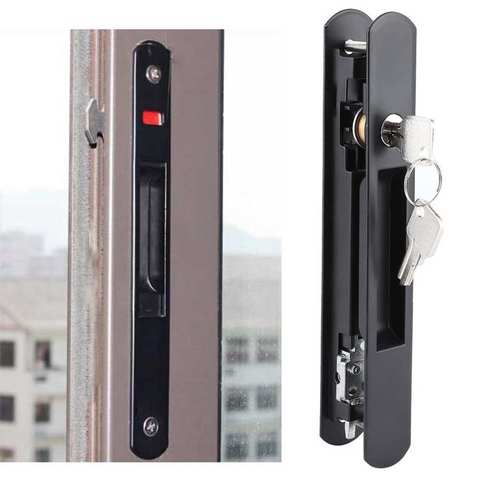 Cerradura de enganche para ventana de puerta corredera, puerta de cristal móvil moderna, cerradura simple de doble cara, cierre de seguridad oculta para el hogar de 20x2,8 cm ► Foto 1/6