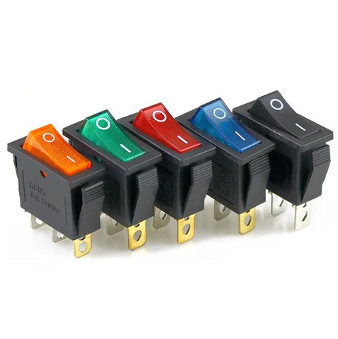 KCD3-interruptor basculante de 3 pines, equipo eléctrico de encendido de 15A /20A, 125V/250V, rojo, amarillo, azul, verde y negro, 1 Uds. ► Foto 1/6