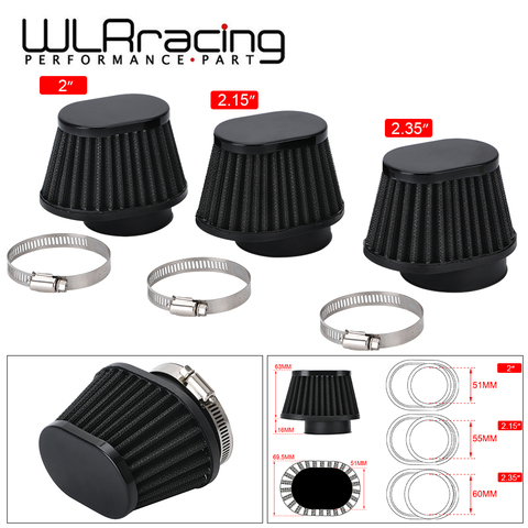 WLR - Filtro de aire para motocicleta 60 mm 55 mm 54 mm 51 mm 50 mm Universal para motor Coche mini bicicleta Filtro de cono de alto flujo de admisión de aire frío ► Foto 1/6