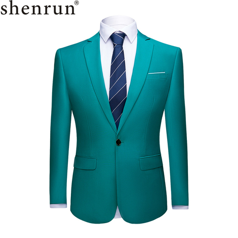 Shenrun-Chaqueta de traje para hombre, chaqueta de negocios, formales, de oficina, informales, ajustados, negro, verde, púrpura, rosa, amarillo, para fiesta de boda y graduación ► Foto 1/6