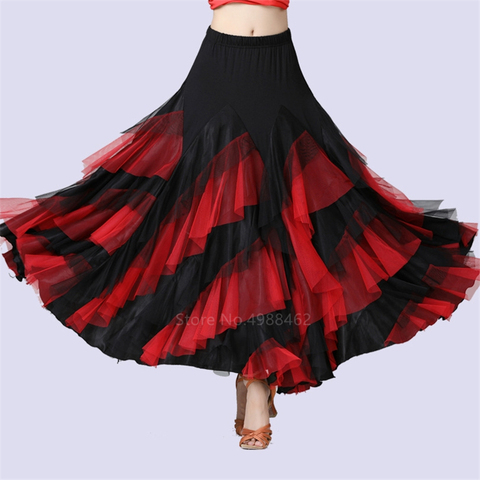 Las nuevas mujeres de baile de disfraces Flamenco vals falda de baile de salón clásica práctica de competencia de gran oscilación español faldas ► Foto 1/6