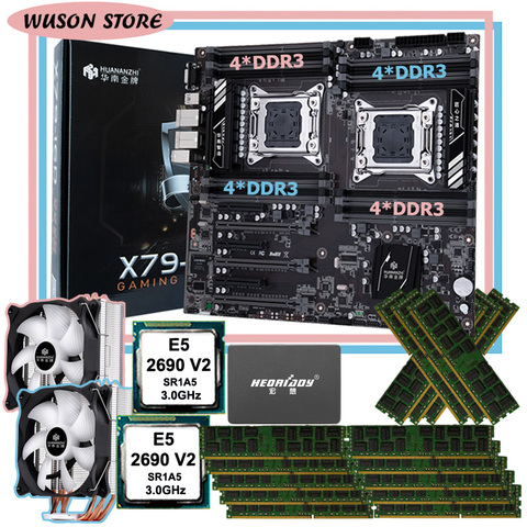 HUANANZHI X79-16D placa base paquete 960G SATA SSD dual CPU Intel Xeon E5 2690 V2 doble enfriador de CPU memoria 128G(16*8G) 1866 RECC ► Foto 1/6