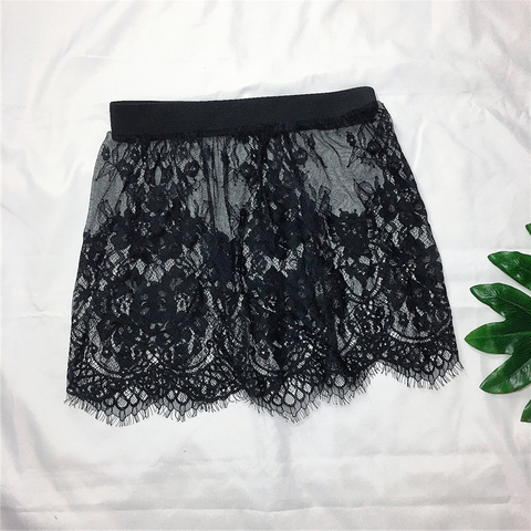 Minifalda de malla de encaje transparente para mujer, minifalda corta de tubo en blanco y negro, Sexy, coreana ► Foto 1/6