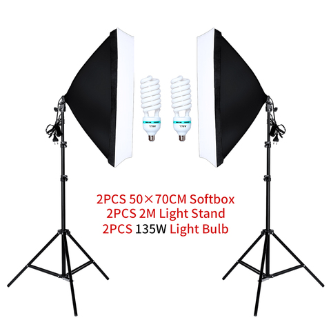 50*70cm Softbox fotografía Kit de iluminación de estudio fotográfico único titular de la lámpara, iluminación continua, con 2 uds bombillas ► Foto 1/6