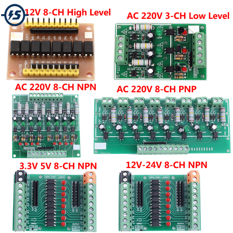 Módulo de aislamiento de optoacoplador PNP NPN, convertidor de señal de salida de bajo nivel, 8 canales, CA de 110V, 220V, 3,3 V CC de, 5V, 12V, 24V ► Foto 1/6