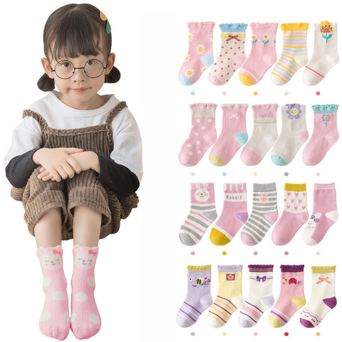 5 par/lote de dibujos animados lindo calcetines de niñas bebé invierno espesar suave Kawaii bebé niño Calcetines de algodón bebé niño deportes calcetines para 1-12Y ► Foto 1/6