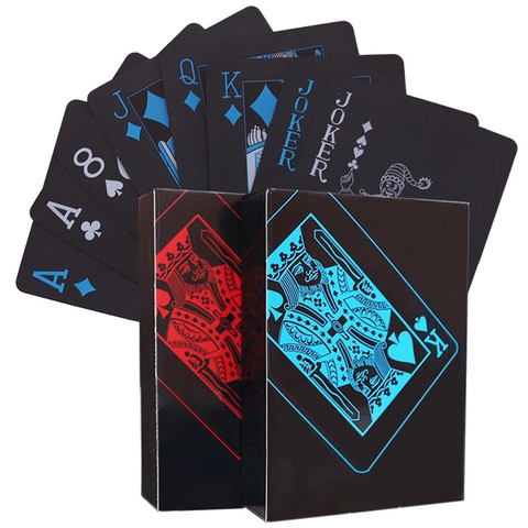 Juego de cartas de plástico de PVC, cartas de póker de cubierta impermeables, tarjetas de fiesta, trucos de magia, herramienta de oro negro, regalo creativo, 54 Uds. ► Foto 1/6