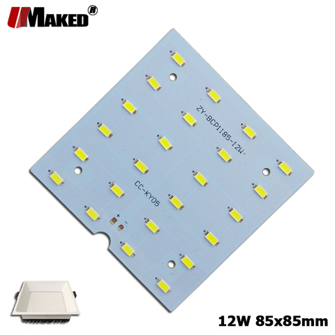 Fuente de luz cuadrada para lámpara de Panel, luz descendente LED de aluminio de 1/10/20 piezas, LED PCB, 12W, 85x85mm, SMD5730 disipador térmico de iluminación, 110lm/w ► Foto 1/6