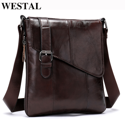 WESTAL Cuero Genuino de Los Hombres Bolsas de Mensajero de La Manera Masculina De Los Hombres Bolso Pequeño Maletín Hombre Bolso Ocasional Del Bolso de Crossbody Del Hombro 8240 ► Foto 1/6