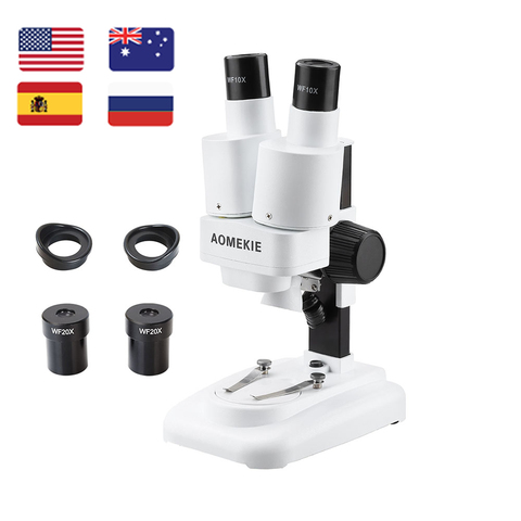 AOMEKIE-microscopio Binocular estéreo 20X/40X con LED para soldadura de PCB, reparación de teléfono móvil, observación de espécimen Mineral, visión HD ► Foto 1/6