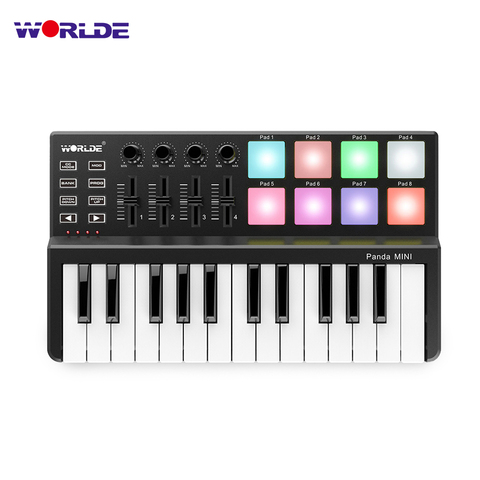 WORLDE Panda MINI 25-clave Ultra-portátil teclado USB MIDI controlador MIDI 8 retroiluminación colorido almohadillas de disparo ► Foto 1/1