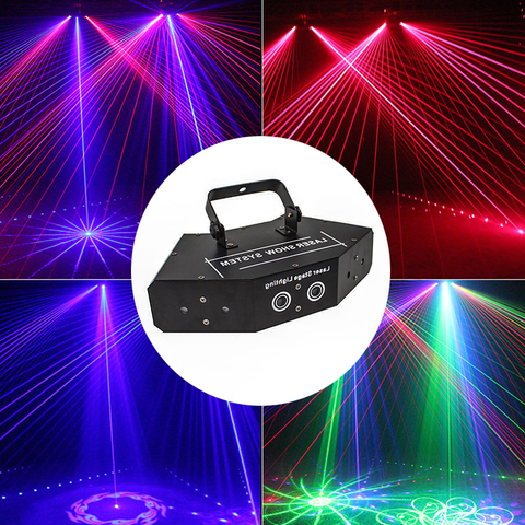 6 Lens RGB escaneo láser DMX LED de iluminación de escenario puntos colorido efecto escáner Disco Fiesta de Dj luces Sector Proyector láser ► Foto 1/6