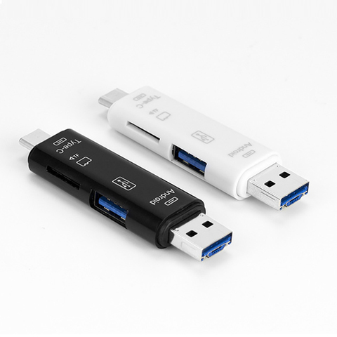 Ginsley tipo C y MicroUSB y USB 3 en 1 lector de tarjetas OTG de alta velocidad Universal OTG TF/USB para ordenador Android encabezados de extensión ► Foto 1/6