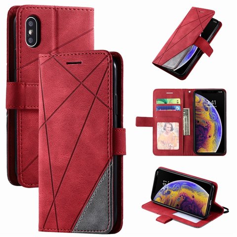 Funda de teléfono de negocios con soporte para Red mi 7, 7A, 8, 8A, Note 8T, 9 Pro, K30, K20, 10X, Mi Poco X3, Nfc, billetera con rayas, rombos, D21G ► Foto 1/6