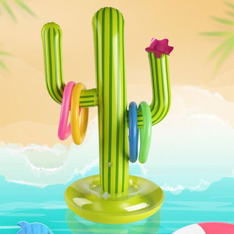 Juego de Cactus inflable para niños y adultos, juego de lanzamiento de anillo, juguetes de piscina inflables, suministros para fiesta hawaiana, juego interior y exterior, 1 Juego ► Foto 1/6