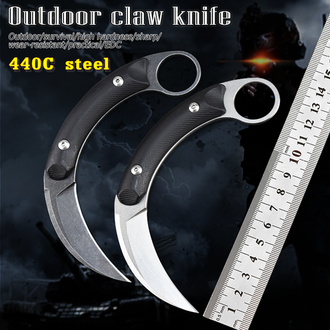 Cuchillo de combate táctico de hoja fija para caza CS GO Karambit, herramienta multifunción EDC, para supervivencia al aire libre ► Foto 1/6