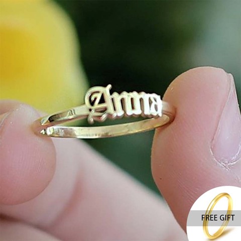 Anillos personalizados de acero inoxidable y oro para mujer y hombre, joyería de moda con nombre personalizado ► Foto 1/6