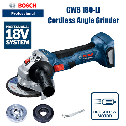 BOSCH-amoladora angular sin escobillas GWS180-LI, pulidora portátil de máquina de corte de 18V, herramienta eléctrica sin escobillas (metal desnudo) ► Foto 1/6